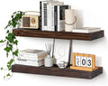 Floating Wall Shelves 24x6.8x1.7 Inch – Solid Wood Rustic Shelves in Walnut Finish – Wall Mounted Display Shelf for Bathroom, Kitchen, Bedroom – Set of 2