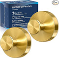 Suction Cup Hooks,No Drill Shower Hooks for Inside Shower,Heavy Duty Towel Hooks for Wall,Bathroom,Kitchen,Glass,Mirror,Tile to Hang Towels,Loofah-Gold(2 Pack)