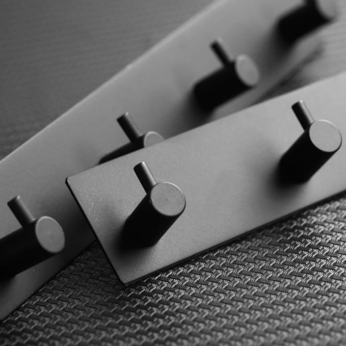 Self Adhesive Towel Hooks for Bathrooms Black Stick on Wall Hooks Bath Adhesive Towel Hanger Peel and Stick Matte Black Shower Hooks for Wall Adhesive Coat Hook for Wall Mount 3 Hooks
