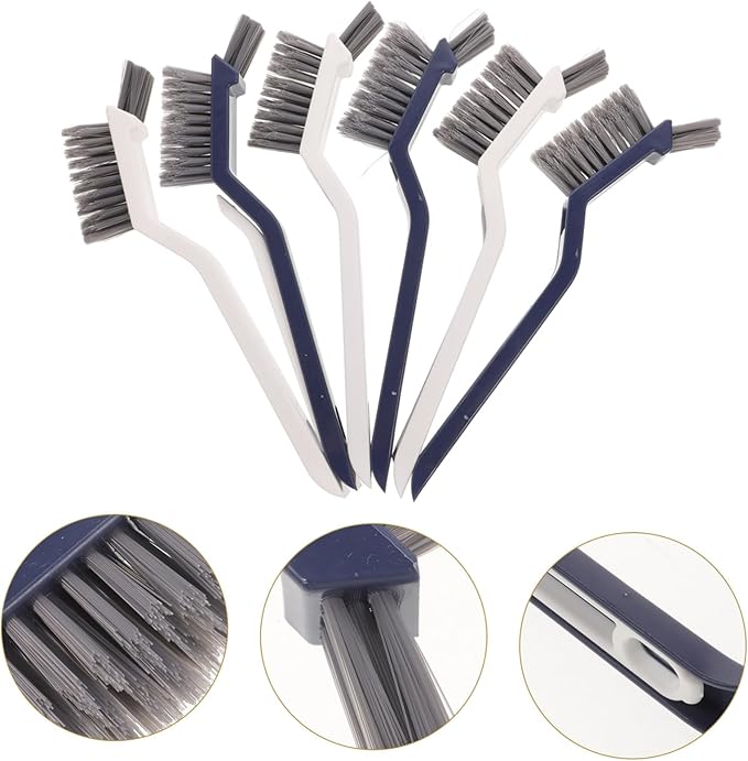 6pcs Floor Cleaning Brush with Ergonomic Handle Hard Bristle Scrubbers for Grout Tile and Crevice Cleaning Lightweight Multi Use Brushes for Bathroom Kitchen and Tight Spaces