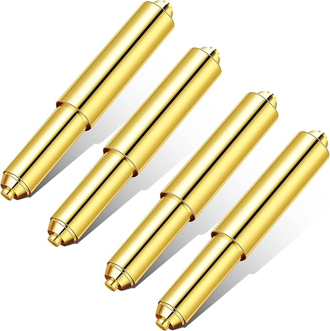 Shappy 4 Pcs Universal Toilet Paper Holder Replacement Rod Spring Loaded Plastic Retractable Paper Replacement Rod Toilet Tissue Roll Holder Insert for Bathroom Home Fixture Accessories (Gold)
