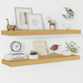 Fun Memories Floating Shelves 36 Inch Long, 9.3Inch Deep Floating Shelves for Wall, Extra Deeper & Thicker Wall Mounted Storage Shelf for Kitchen, Farmhouse, Oak, 2 Pack