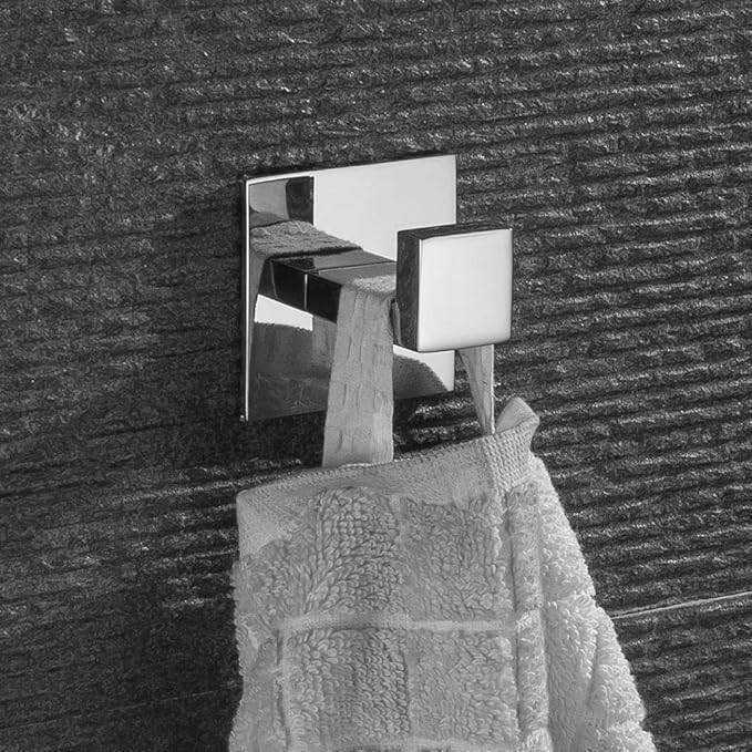 Self Adhesive 304 Stainless Steel Bathroom Square Towel Hook Sliver Chrome Finish Coat Hat Door Hook Hanger Bathroom Accessories,No Screw Need
