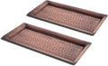 Monarch Abode Decorative Tray – 12-Inch Hand Hammered Antique Copper Metal Bathroom Tray Countertop Vanity Trays Organizer, Perfume Plate for Dresser, Kitchen Countertop Small Fruit Platter, Pack of 2