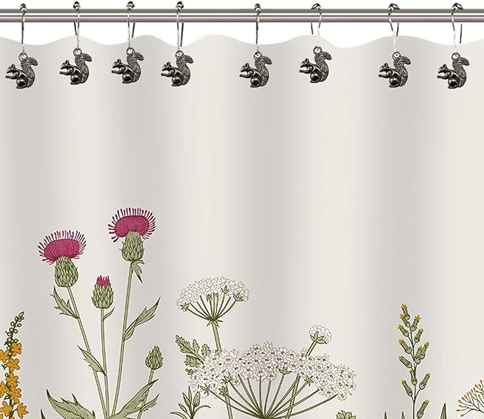 ZILucky12 Pcs Squirrel Shower Curtain Hooks, Stainless Steel Rustproof, Shower Curtain Rings, Minimalist Modern Decorative Design (Black-Squirrel)