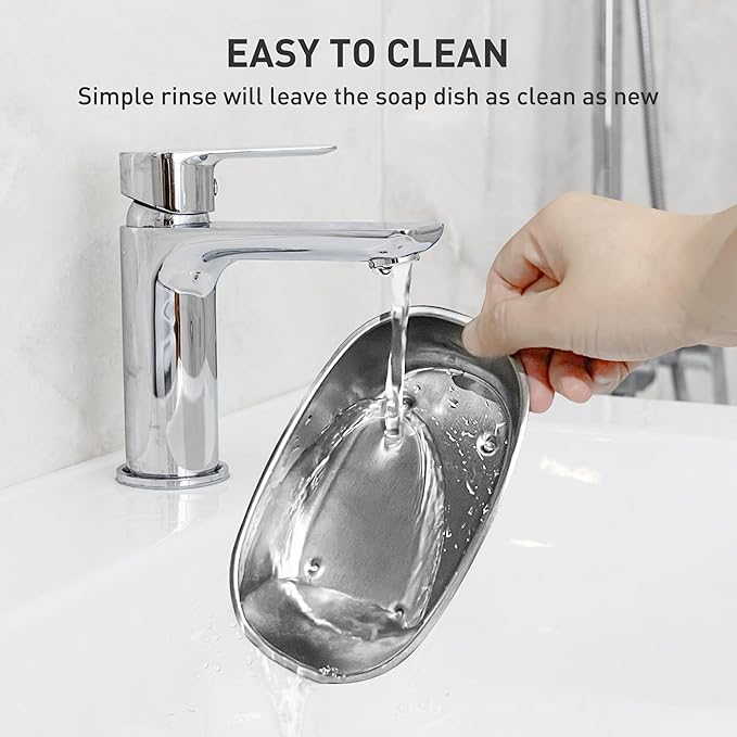 Double Layers Metal Soap Dish,Stainless Steel Soap Holder with Draining Tray for Bathroom Shower, Kitchen Sink, Highly Reliable and Durable
