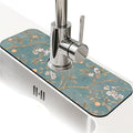 Kitchen Sink Splash Guard，oranges tree with birds Faucet Mat Sink Gadgets-Super Absorbent Fast Drying Mat Drip Catcher for Kitchen, Bathroom,Sink Mat, Dish Drying Mat, Bathroom(15" X 5.5" )