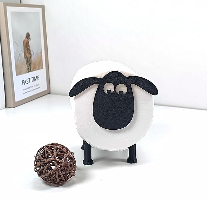 3PCS Sheep Toilet Roll Holder, Sheep-Shaped Toilet Paper Holder - Cute Lamb Design, No-Drill Standing Tissue Storage Rack for Bathroom, Living Room, Office Decoration