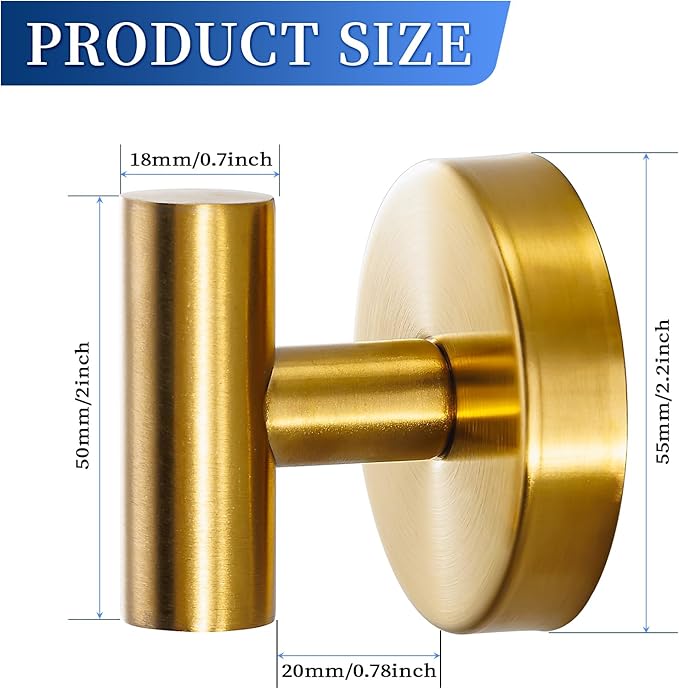 Heavy Duty Reusable Suction Cup Hooks for Shower - No Drill Bathroom/Glass/Mirror/Tiles & Metal Surfaces,and Smooth Non-Porous Surfaces for Towels, Robes, Loofahs (4, Brushed Gold)