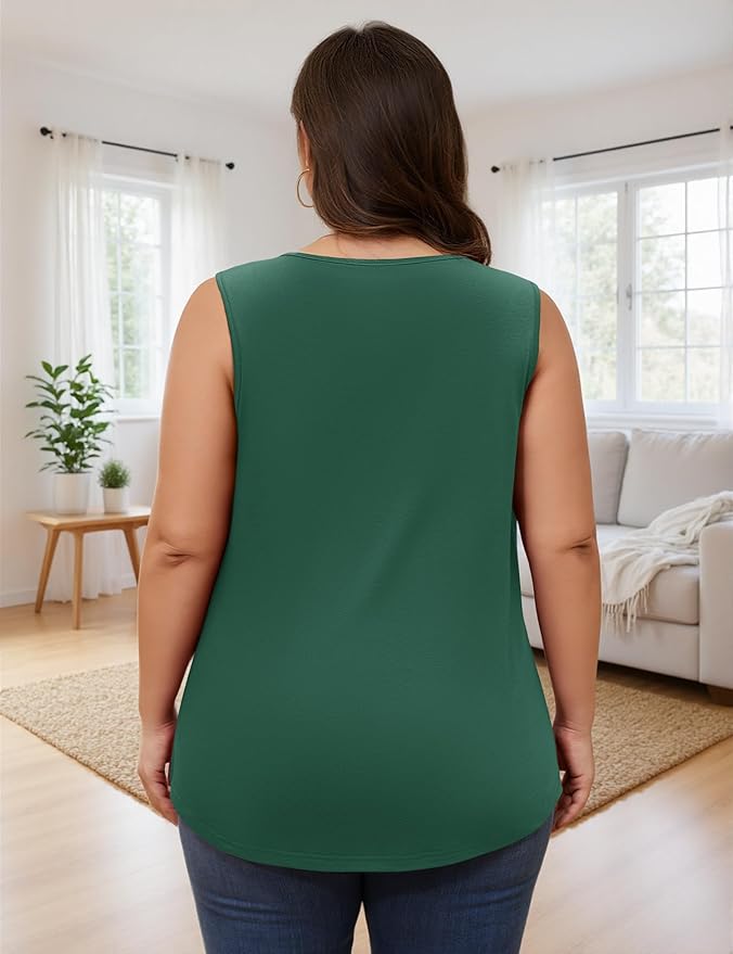 AKEWEI Womens Plus Size Tank Tops Ladies Sleeveless Summer Pleated Tops Oversized Flowy Tunics XL-5XL