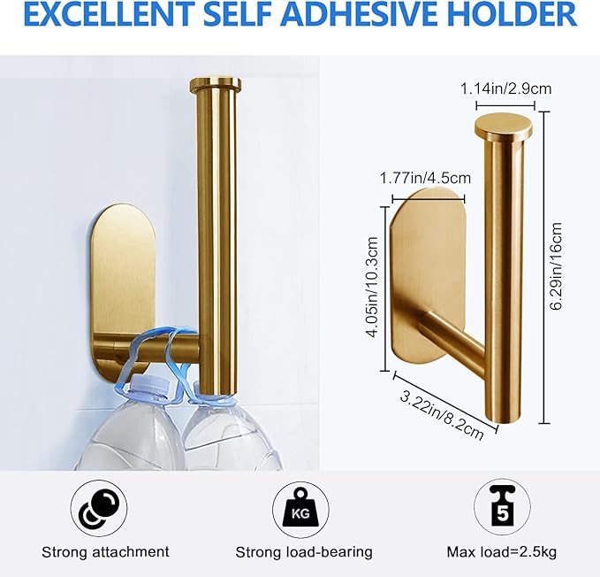 athroom Toilet Paper Holder Self-Adhesive Roll Holder Wall Mount Stainless Steel no Drilling Tissues Holder Stick on Wall White