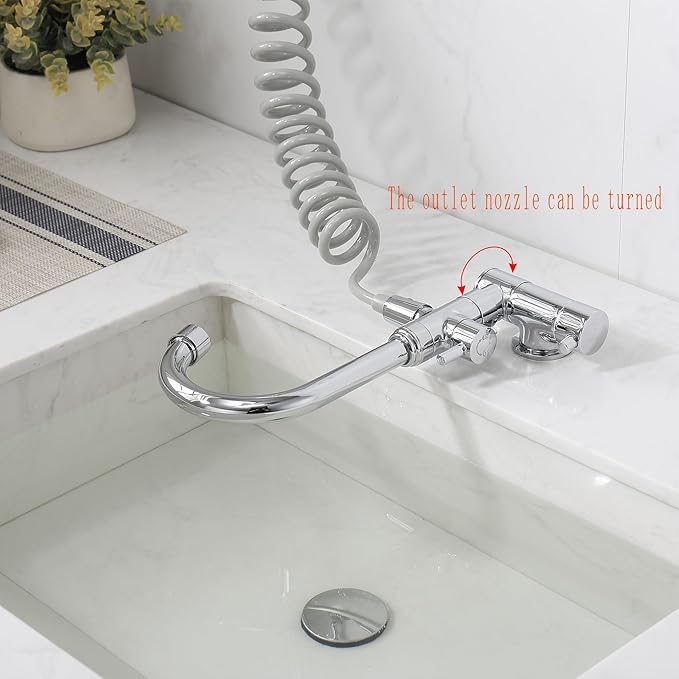 Bropury Foldable Kitchen Faucet,360 Degree Rotation Bathroom Sink Water Taps,Cold and hot Water Faucet with handshower,Faucet for RV Caravan Camper Marine Boat Camping Yacht Bar(Chrome)