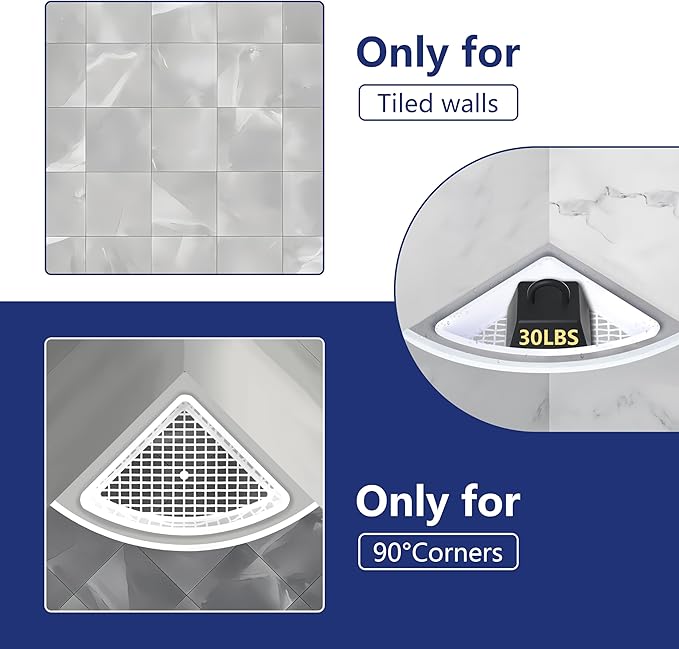 10" Corner Shower Shelf 2pcs with Basket and Recessed Shower Corner Shelf, 14 Guage Thick 304 Stainless Steel Grounted in for Tiled Wall, No Drilling Holes Needed.