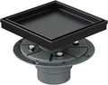 Neodrain 6-Inch Square Shower Drain with Removable Tile Insert Grate, 304 Stainless Steel, Includes PVC Shower Drain Base Hair Strainer, Matte Black