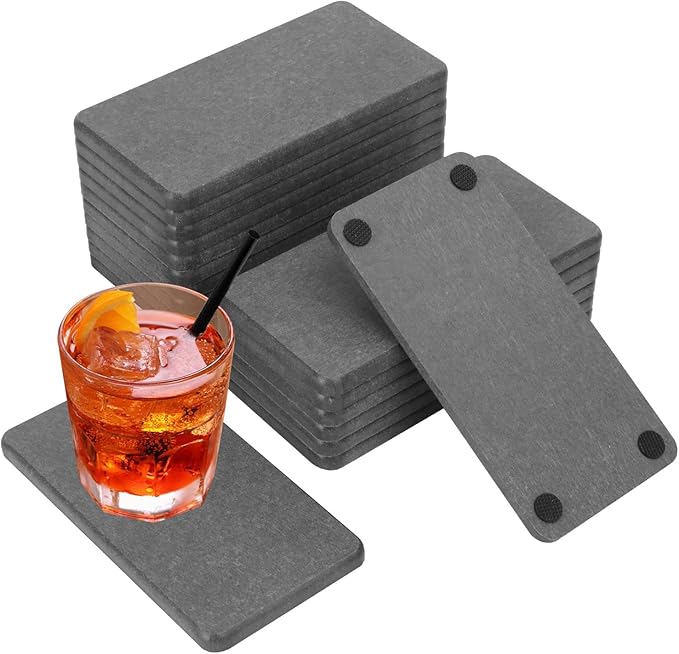 18 Pack 3.15 x 6.3 inch Diatomaceous Earth Coaster, Versatile Water Absorbent Diatomite Coaster, Premium Water Absorbing Bath Stone Mat for Modern Home by KUKLIPJIM