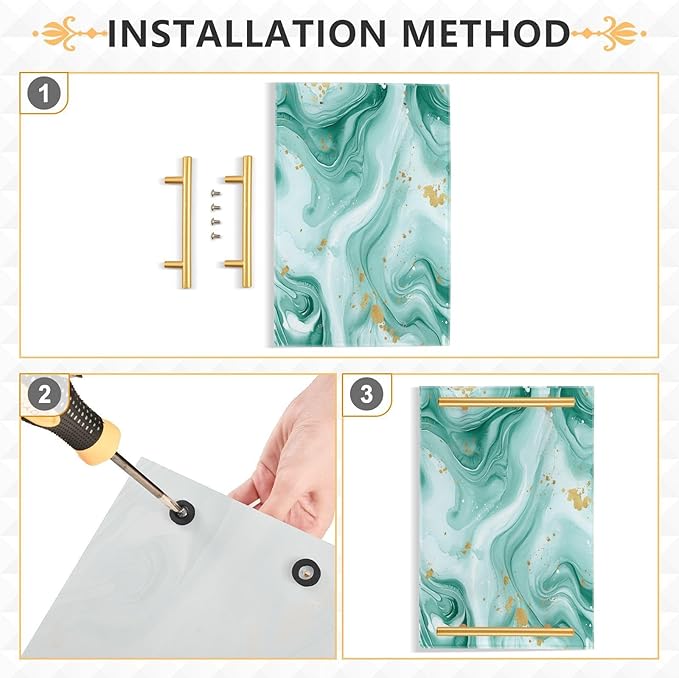 Watercolor Teal Marble Acrylic Serving Tray with Handles Bathroom Counter Trays Marbling Stone Decorative for Coffee Kitchen Desk Organizer Makeup Storage Tray