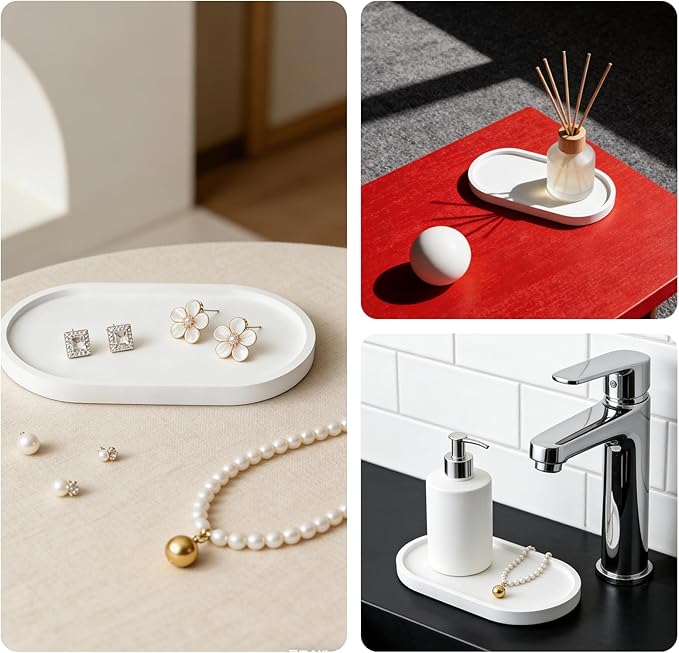 Bathroom Countertop Tray, 9x4.6 Inch for Bathroom、Vanity, Jewelry、Perfume Organizer、Aesthetic Home Décor