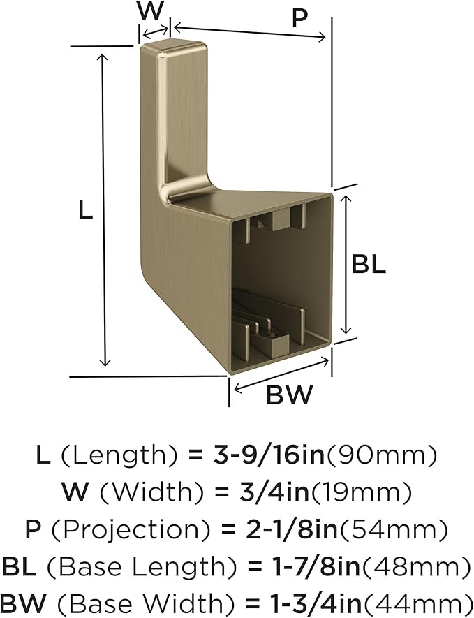 Amerock BH36000BBZ | Golden Champagne Single Robe Hook | 3-9/16 in. (90 mm) Length Towel Holder | Blackrock | Towel Hook for Bathroom | Bathroom Hardware | Bath Accessories