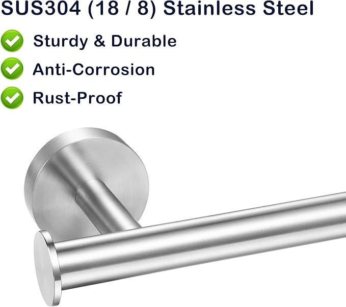 Brushed Nickel Toilet Paper Holder, SUS304 Stainless Steel Toilet Tissue Holder Wall Mounted for Bathroom Holding Mega Rolls Large Toilet Rolls