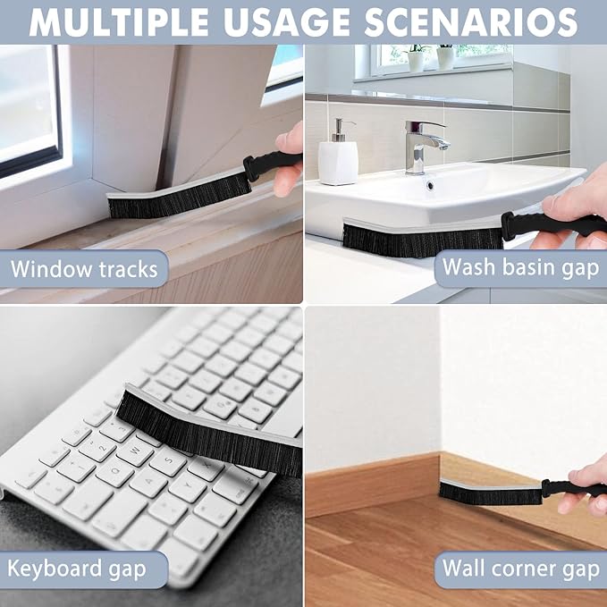 3Pcs Hard Bristle Crevice Cleaning Brush - Grout Cleaner Brush, Gap Cleaning Tools, Effective Tile Cleaning Brush for Household, Floor, Grout Lines, Tile, Flower Pots, Kitchen, Home Essentials Brush