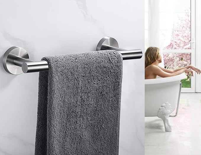 9 Inch Towel Bar 2 Pack for Bathroom 9/12/16/24/28/33 Inch Kitchen Hand Towel Holder Brushed Nickel Stainless Steel 304 RUSTPROOF Wall Mount Towel Rod 2 of Pack (2, Brushed Nickel, 9 Inch)