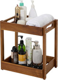 BEEFURNI Acacia Wood Shower Caddy, 2 Tier Shower Organizer, Sturdy Corner Shower Caddy, Wooden Bathroom Shelves Freestanding, Bathroom Standing Shelf (2T)