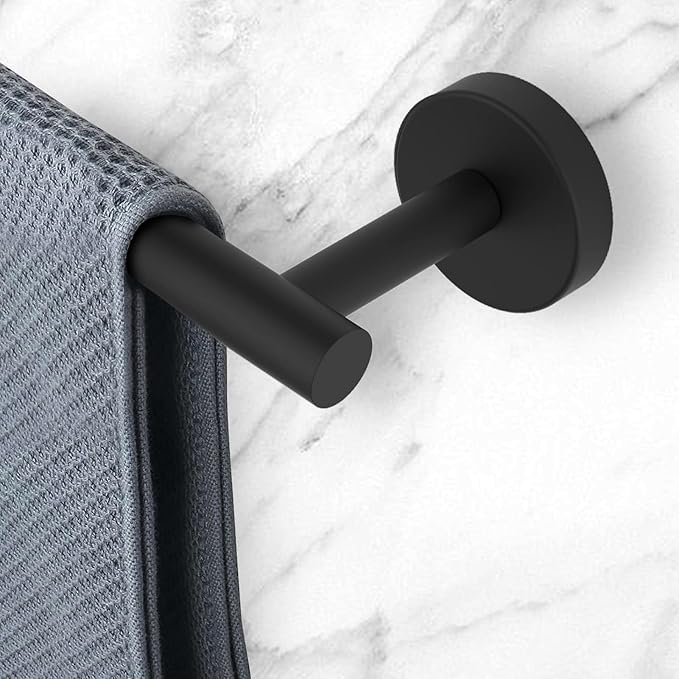 Newfun 16 Inch Matte Black Bathroom Towel Bar,2Pcs Towel Racks for Bathroom Rod Classic SUS304 Stainless Steel Bathroom Towel Holder Wall Mounted