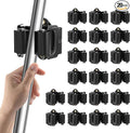 Mop and Broom Holder Big Size Hanging 1KG Extra, 20 Pack, Wall Mount for Organizing Mop Broom in Garden, Laundry Room, Cleaning, Bathroom, Kitchen, Garage (Black)