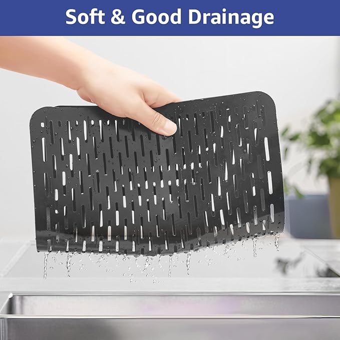 Yolife 2 Pack Kitchen Sink Mats,15.8inch x 12inch PVC Sink Protector Mat for Stainless Steel, Sink Drainer Mat Dish Drying Mat Protector Prevents Scratches,Dishes and Glassware