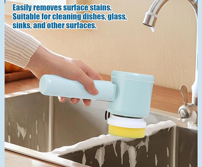 Electric Spin Scrubber,Cordless Rechargeable Shower Scrubber with 3 Replaceable Cleaning Brush Heads for Bathroom/Kitchen/Floor/Tile,A
