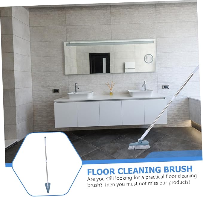 Premium Hard Bristle Floor Brush with Long Handle for Bathroom and Kitchen Cleaning Abs and Stainless Steel Construction Practical Swivel Mechanism for Corners and Grout Lines