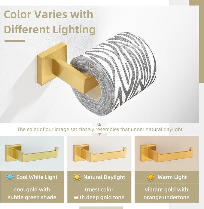Toilet Paper Holder, Angle Simple SUS304 Stainless Steel Bathroom Tissue Holder, Open Arm Toilet Paper Roll Hanger Wall Mount, Brushed Dark Gold
