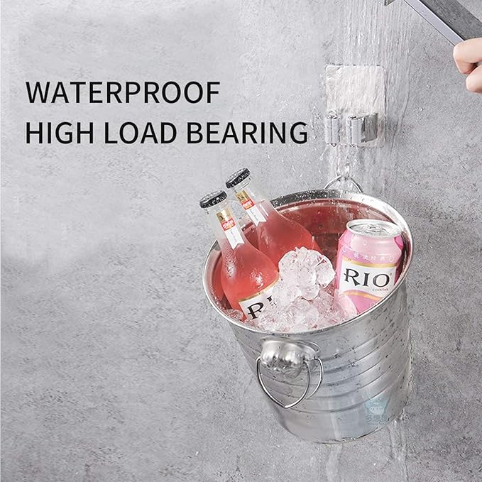 Stainless Steel Self Adhesive Broom Holder Wall Mount - Heavy Duty Mop and Broom Hooks Organizer, No Drill Magnetic Broom Hanger for Kitchen, Bathroom, Garage- Gray (4 Pack)