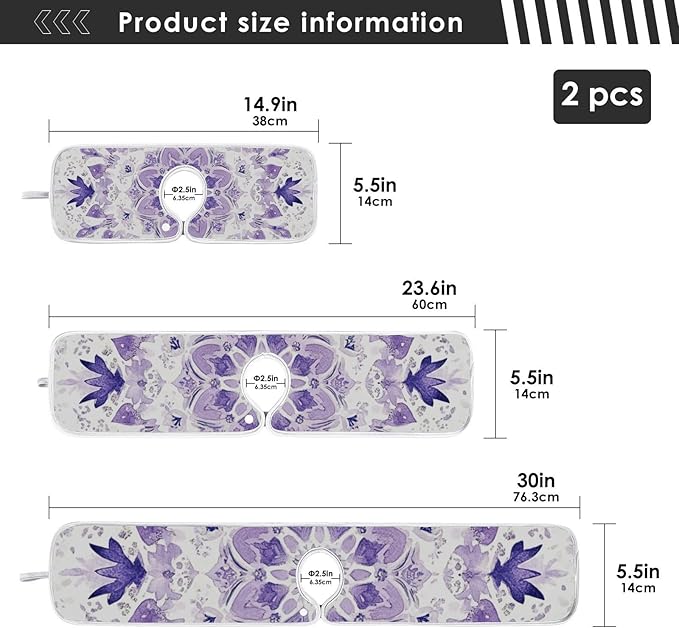 Sink Faucet Absorbing Mat Kitchen Sink Splash Guard Splash Faucet Drip Catcher for Bar RV Bathroom 2PCS 30x5.5in Lavender Flowers Teal Mandala Purple