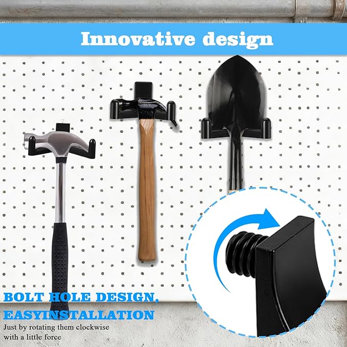 9 Pcs Storage Shed Tool Hooks, Heavy Duty Shed Accessories & Hooks - Black J/U/V Shape for Organizing Garden Tools