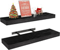 Vervida® Floating Shelves for Wall 2 Set of 24 W x 5.8" D for Kitchen, Living Room,Bathroom,Office,Bedroom Storage Shelves for Home Decor with Invisible Brackets Black Shelves for Wall Storage