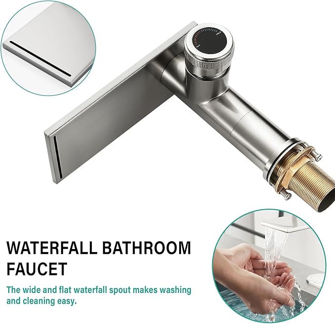 becola Modern Bathroom Sink Faucet， Brushed Nickel Vessel Sink Faucet，Single Hole Cold and Hot Basin Mixer Faucet for Bathroom Sink，Single Handle Vanity Faucet with Adjust Knobs and Deck Plate
