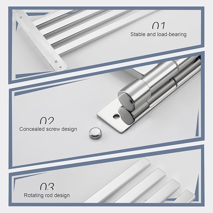 KOKOSIRI Swivel Towel Bars Swing Out Hand Towel Holder 4-Arm for Bathroom Kitchen Toilet Wall Mounted Chrome Stainless Steel B5007CH-A4