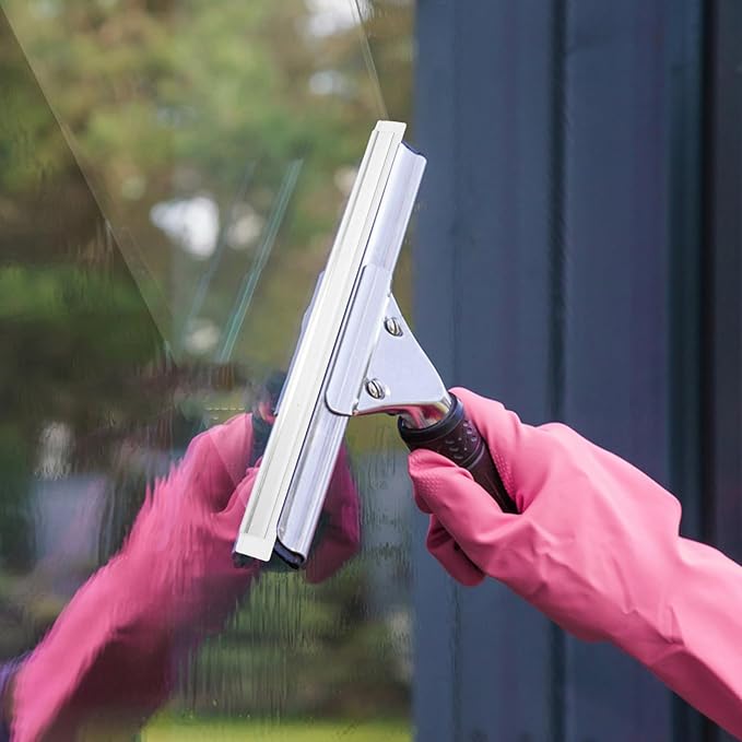 Kichvoe 6pcs Silicone Squeegee Replacement Blades for Shower Doors, 29x2cm Aluminum Alloy Frame with Soft Rubber Strip, Glass Scraper for Bathroom and Window Cleaning