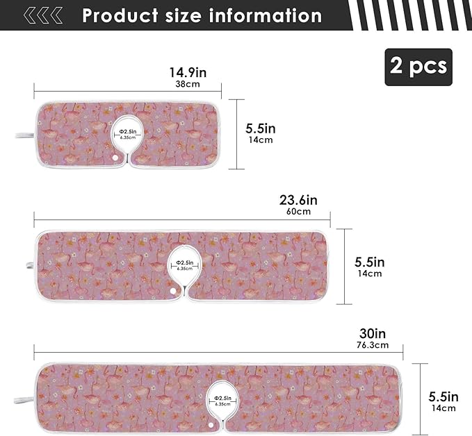 2 PCS Kitchen Sink Splash Guard 30 Inch Faucet Mat for Kitchen Sink Bathroom Sink Faucet Absorbing Drip Drain Mat Pad Microfiber Soft Washable Black and Pink Flamingo Petals