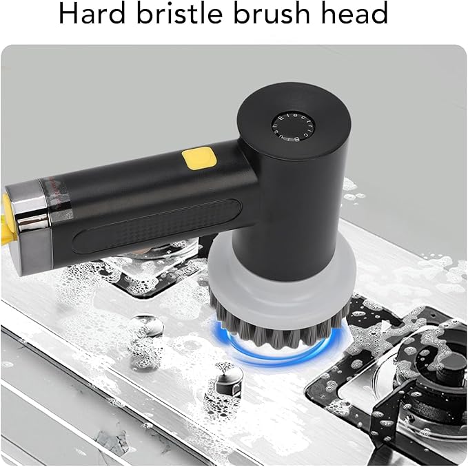 Electric Rotating Cleaning Brush, Cordless Scrubber Shower Bathroom Cleaner for Kitchen Tile Window Floor (Black)
