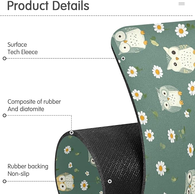 Kitchen Sink Splash Guard 2 PCS 30 Inch Sink Faucet Mat Splash Guard for Bathroom Countertop Water Absorbent Foldable Cuttable Soft Washable White Daisy Flower Owls