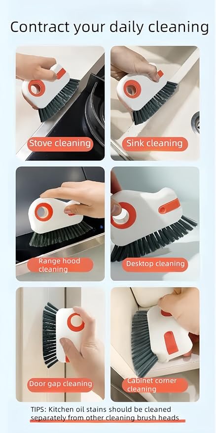 2 in 1 Groove Cleaning Brush Window Track Cleaning Tool, Gap Cleaning Brush，Multi-Function Grout Cleaning Tool(Orange,One)