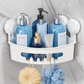 TAILI Corner Shower Caddy with Suction Cups, Wall Mounted Organizer Plastic Rack for Small Bathrooms, Kitchen, Removable Drill-Free Heavy Duty Shelf Basket, White