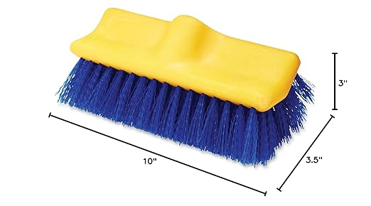 Rubbermaid Commercial Products Bi-Level Deck Scrub Brush, 10-Inch, Blue, Plastic Block, Indoor/Outdoor Scrub Brush for Clearing Shower/Garage/Deck/Patio, Pack of 6