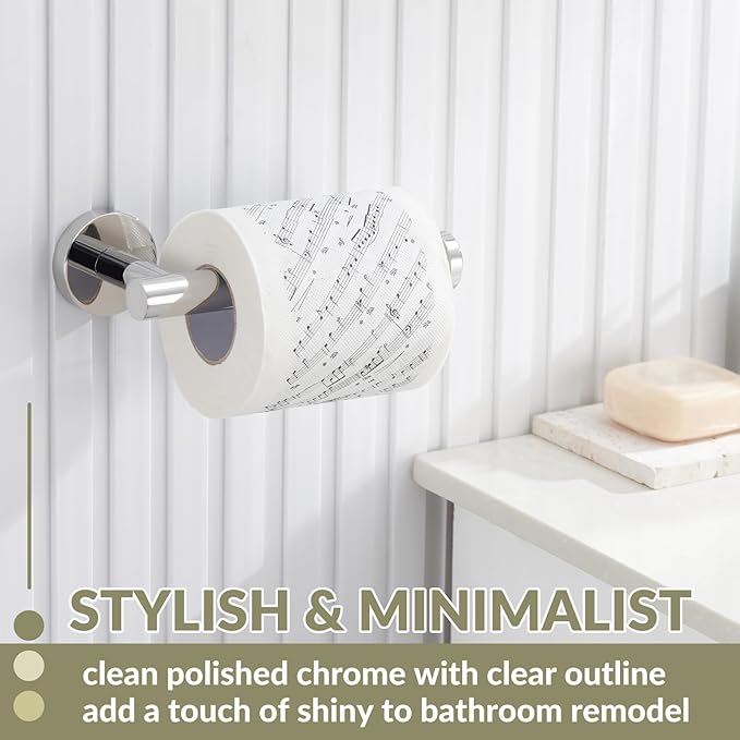 Toilet Paper Holder Polished Chrome, APLusee 304 Stainless Steel Tissue Roll Hanger, Round TP Roll Dispenser for Bathroom Kitchen Washroom, Wall Mount