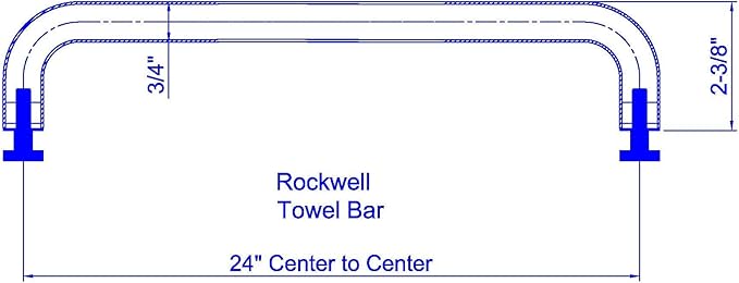Rockwell Security Mont Hard Single Sided Towel Bar 24 Inch Glass Brushed Nickel Finish for Commercial and Residential Frameless Heavy Glass Shower Doors