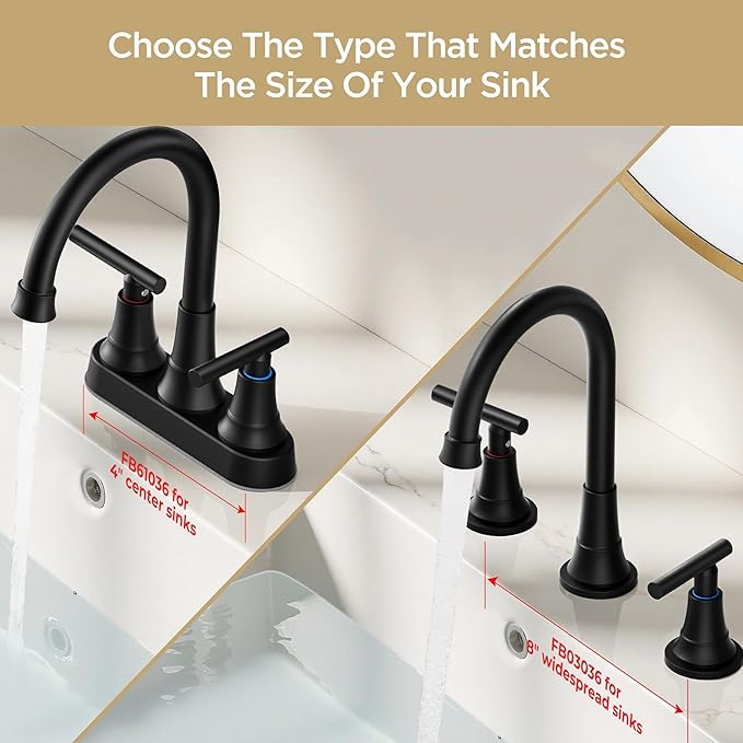 FORIOUS 3 Hole Rv Bathroom Faucet Black and Chrome, 2 Handle Mix Color Matte Black and Polished Chrome Bathroom Sink Faucet 3 Hole, with 360° Rotating Spout, Pop-up Drain, and Supply Line