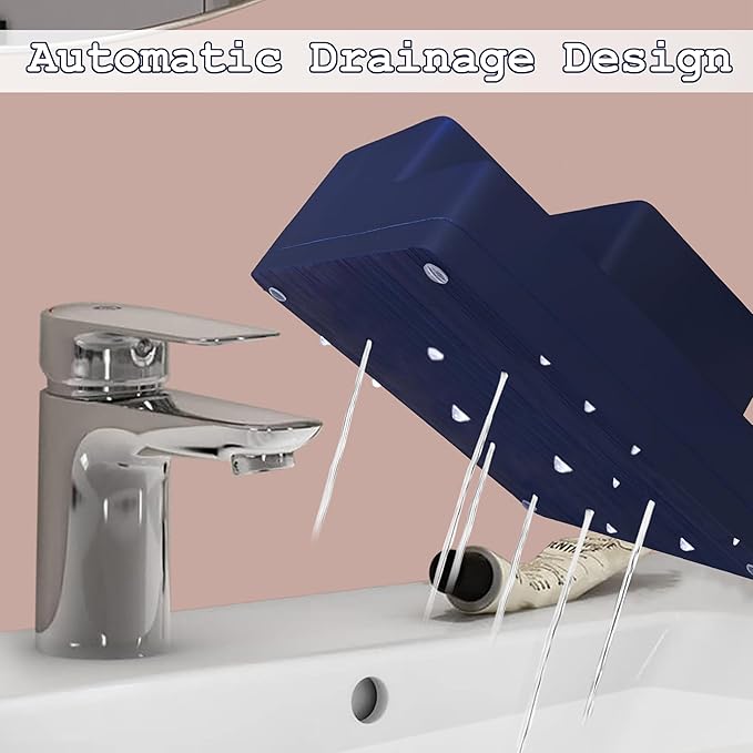 Toothbrush Holder, Bathroom Countertop Organizer, Bathroom Accessory Storage, Vanity Multi Use Holder for Electric Toothbrush Toothpaste Razor Mouthwasher and Others (Rubber Paint Navy Blue)