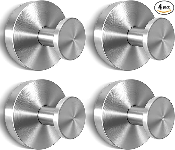 2026 Upgraded Drill-Free Suction Cup Hooks, Stainless Steel Suction Cup Hooks for Shower, Mirror, Wall, Bathroom, Glass, Hanging Towels - 4 Pack